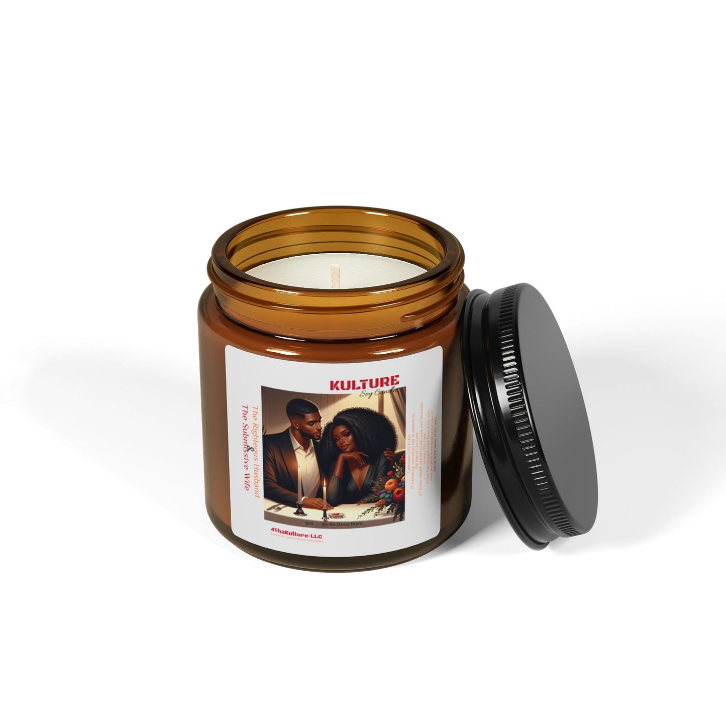 "The Righteous Husband & Submissive Wife"-Scented Soy Candle (Amber Jar)