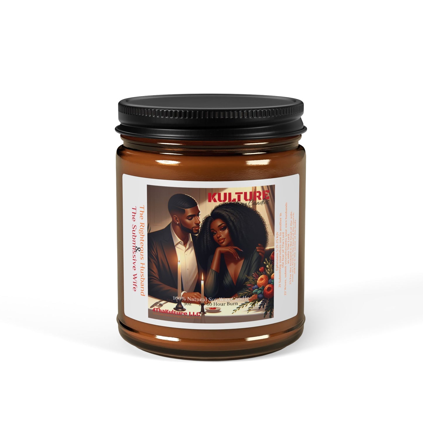"The Righteous Husband & Submissive Wife"-Scented Soy Candle (Amber Jar)