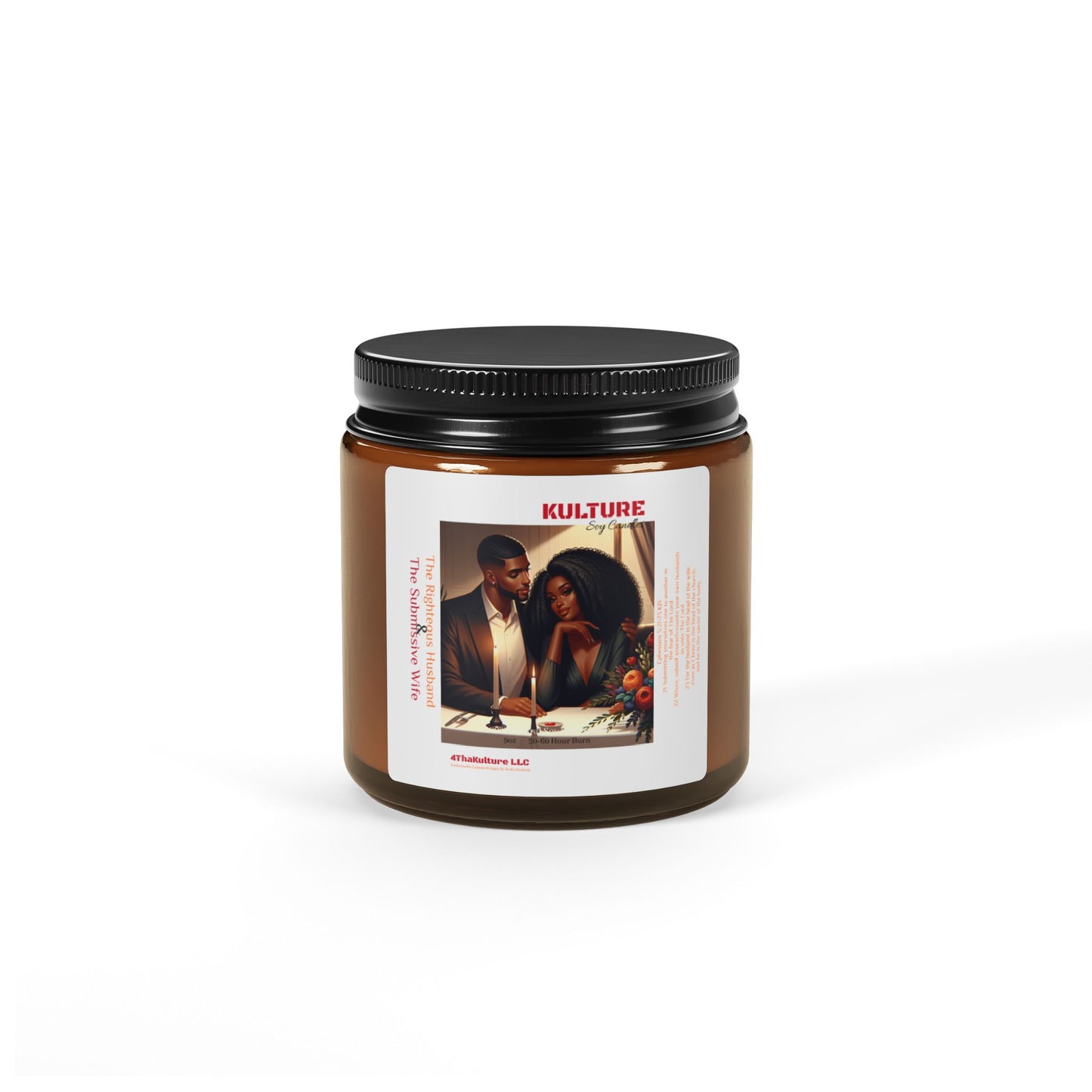 "The Righteous Husband & Submissive Wife"-Scented Soy Candle (Amber Jar)