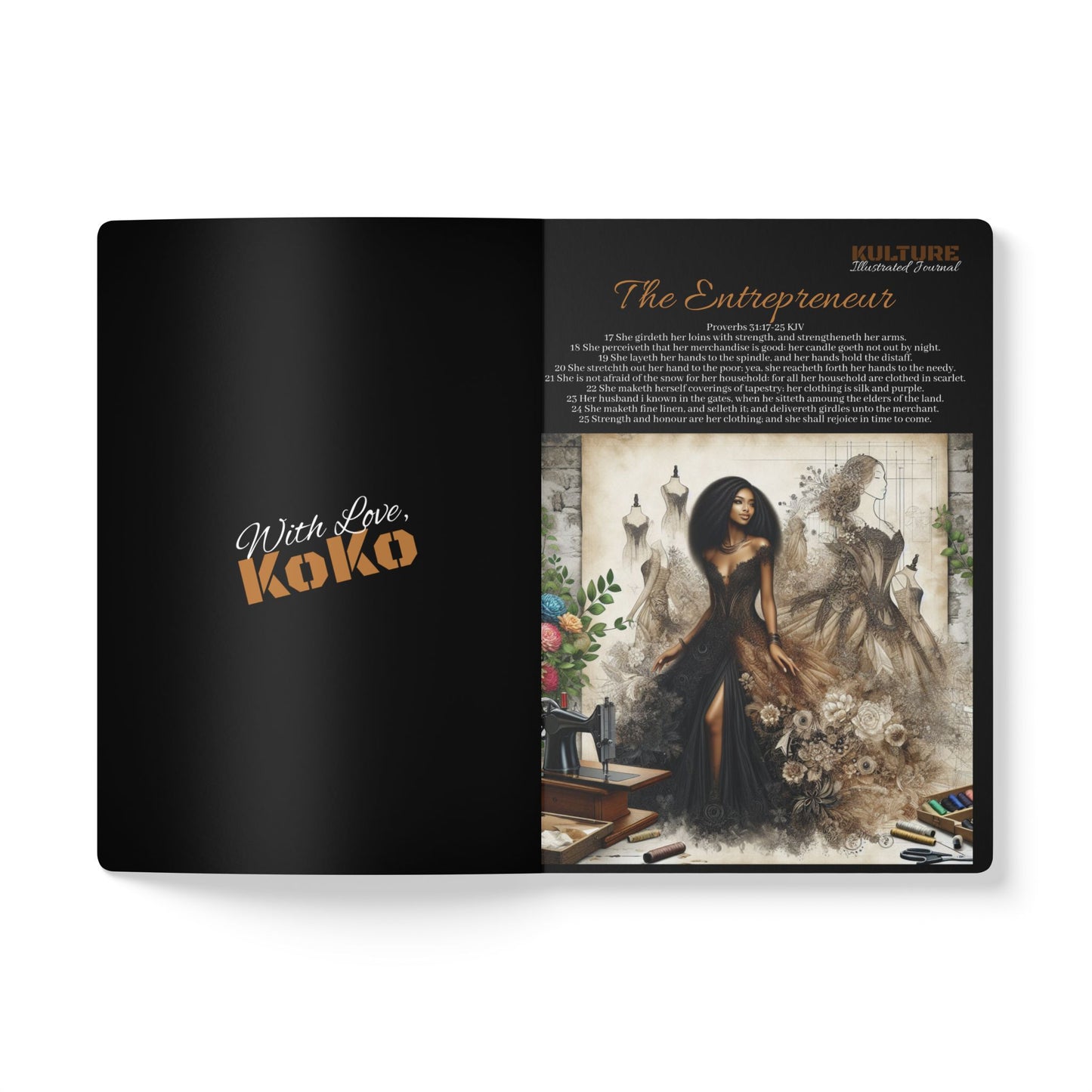 "Virtuous" Softcover Journal (with Inside Illustrations and Scripture)